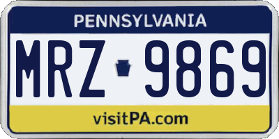PA license plate MRZ9869