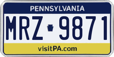 PA license plate MRZ9871
