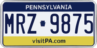 PA license plate MRZ9875