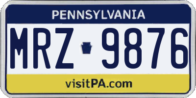 PA license plate MRZ9876