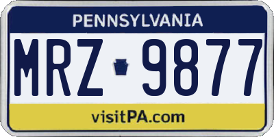 PA license plate MRZ9877