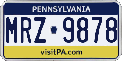 PA license plate MRZ9878
