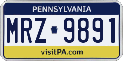 PA license plate MRZ9891
