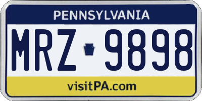 PA license plate MRZ9898