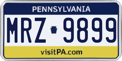 PA license plate MRZ9899