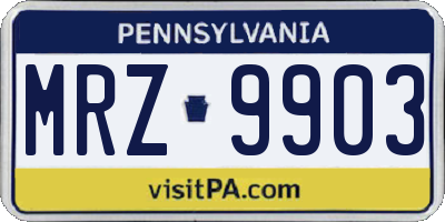 PA license plate MRZ9903