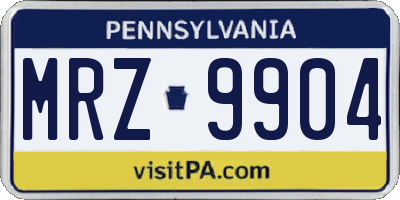 PA license plate MRZ9904