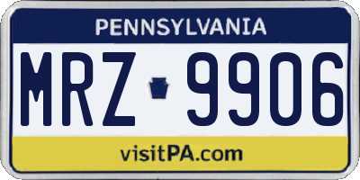PA license plate MRZ9906