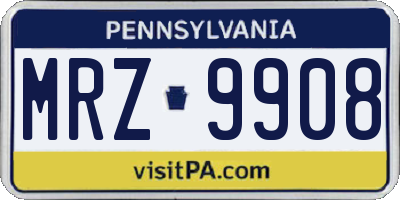 PA license plate MRZ9908
