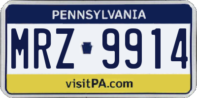 PA license plate MRZ9914