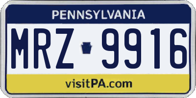 PA license plate MRZ9916