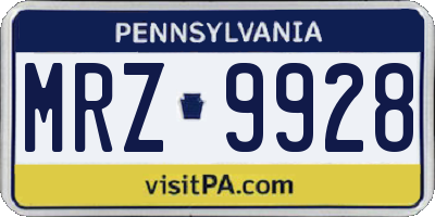 PA license plate MRZ9928