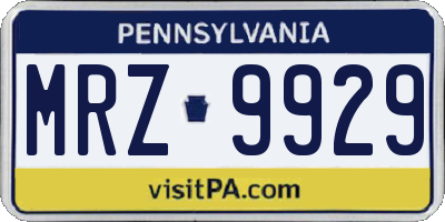 PA license plate MRZ9929