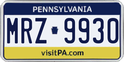 PA license plate MRZ9930
