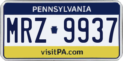 PA license plate MRZ9937