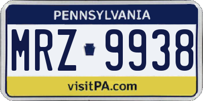 PA license plate MRZ9938