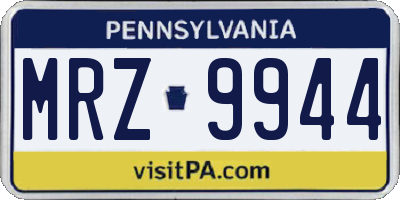 PA license plate MRZ9944