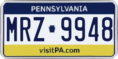 PA license plate MRZ9948