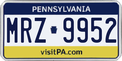 PA license plate MRZ9952