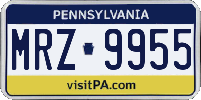PA license plate MRZ9955
