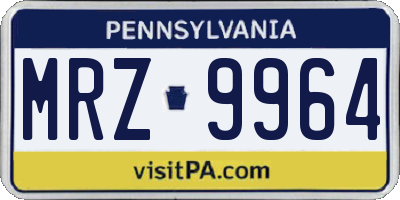 PA license plate MRZ9964