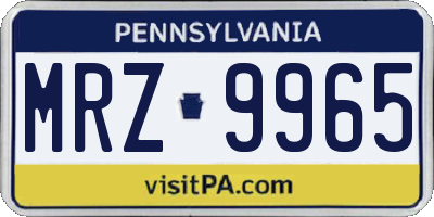PA license plate MRZ9965