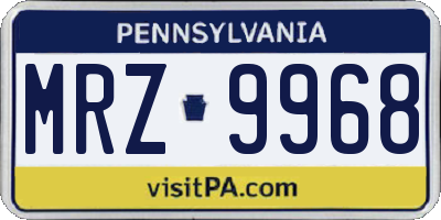 PA license plate MRZ9968