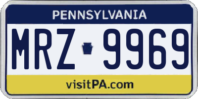 PA license plate MRZ9969