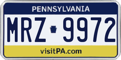PA license plate MRZ9972