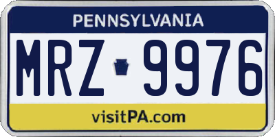 PA license plate MRZ9976