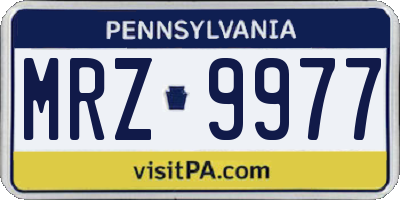 PA license plate MRZ9977