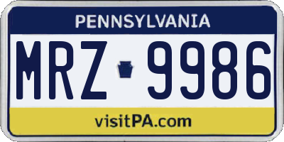 PA license plate MRZ9986
