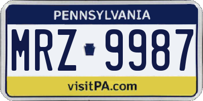 PA license plate MRZ9987