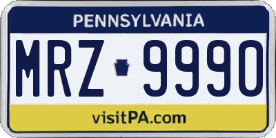 PA license plate MRZ9990