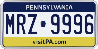 PA license plate MRZ9996