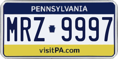 PA license plate MRZ9997