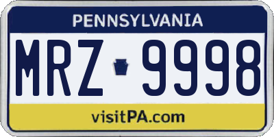 PA license plate MRZ9998