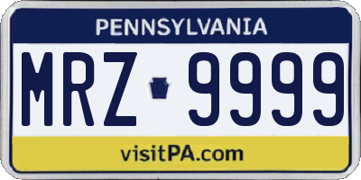 PA license plate MRZ9999