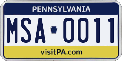 PA license plate MSA0011