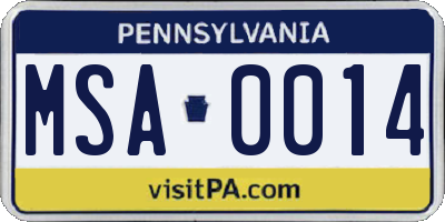 PA license plate MSA0014