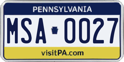 PA license plate MSA0027