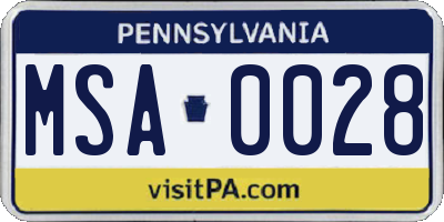 PA license plate MSA0028