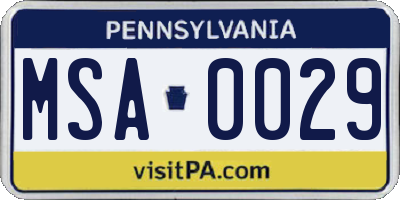 PA license plate MSA0029