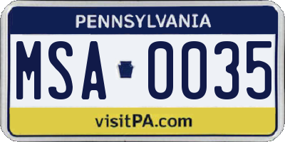 PA license plate MSA0035