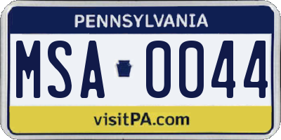 PA license plate MSA0044