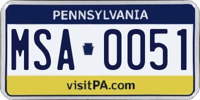 PA license plate MSA0051