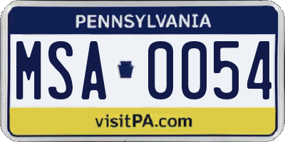 PA license plate MSA0054