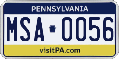 PA license plate MSA0056