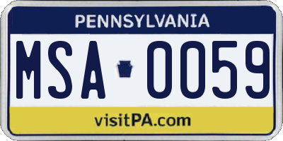 PA license plate MSA0059
