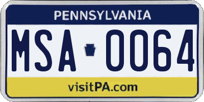PA license plate MSA0064